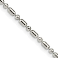 Collier chaîne à perles fantaisie en argent sterling de 2 mm