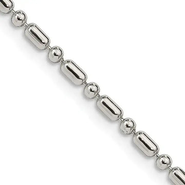 Sterling Silver 2mm Fancy Beaded Chain Necklace - Larson Jewelers