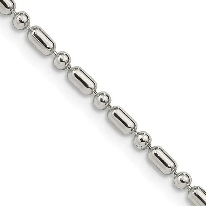 Sterling Silver 2mm Fancy Beaded Chain Necklace - Larson Jewelers