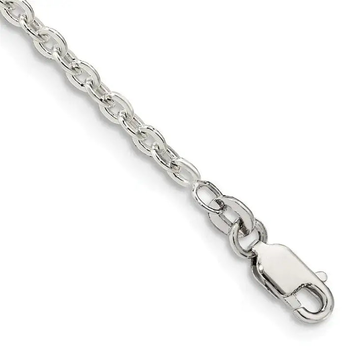 Sterling Silver 2.75mm Flat Link Cable Chain Bracelet - Larson Jewelers
