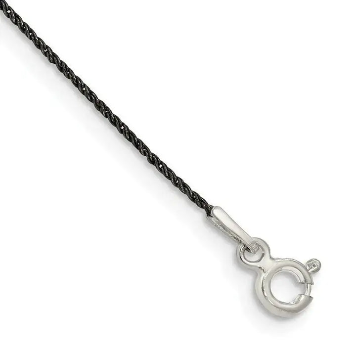 Sterling Silver Ruthenium-plated .75mm Twisted Tight Wheat Chain Bracelet - Larson Jewelers