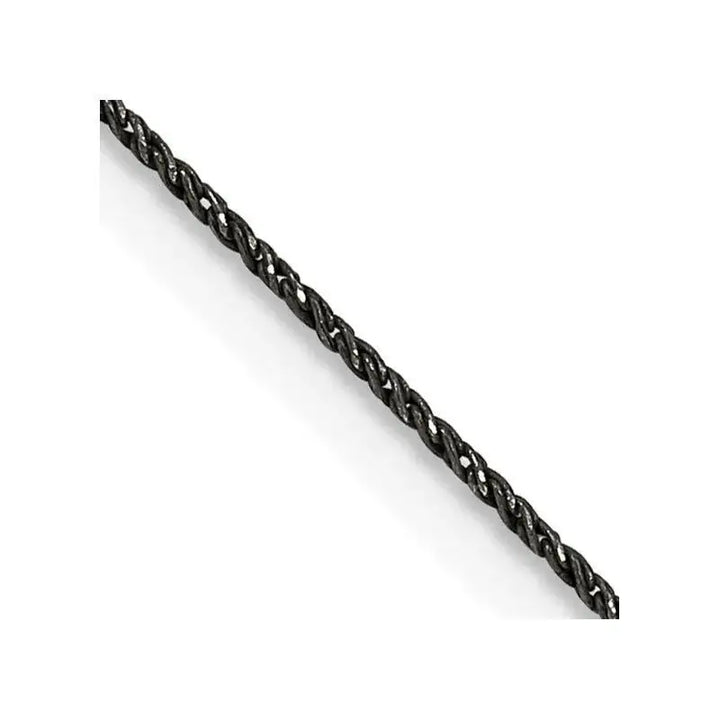 Sterling Silver Ruthenium-plated 0.75mm Twisted Tight Wheat Chain Necklace - Larson Jewelers