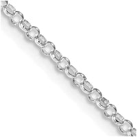 Collier chaîne rolo en argent sterling plaqué rhodium de 2 mm