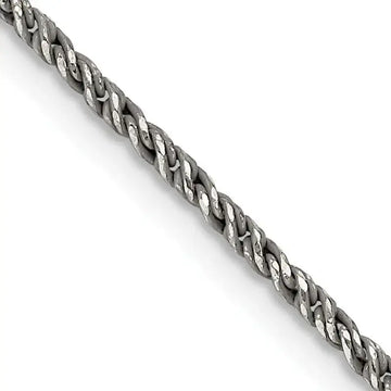 Sterling Silver Ruthenium-plated 1.7mm Twisted Tight Wheat Chain Necklace - Larson Jewelers