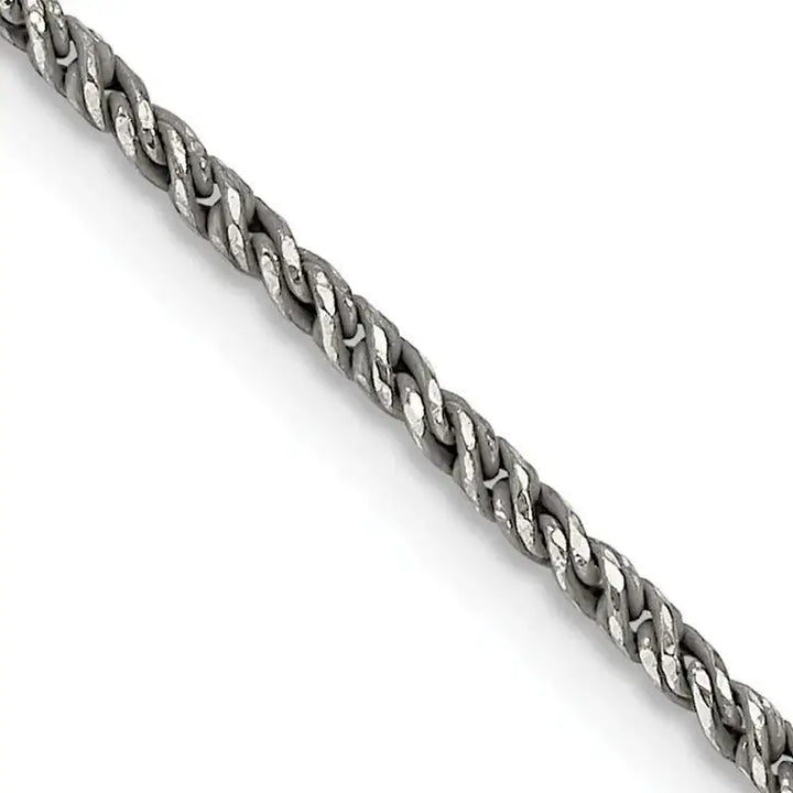 Sterling Silver Ruthenium-plated 1.7mm Twisted Tight Wheat Chain Necklace - Larson Jewelers
