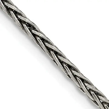 Sterling Silver Antiqued 2.2mm Solid Square Spiga Chain Necklace - Larson Jewelers