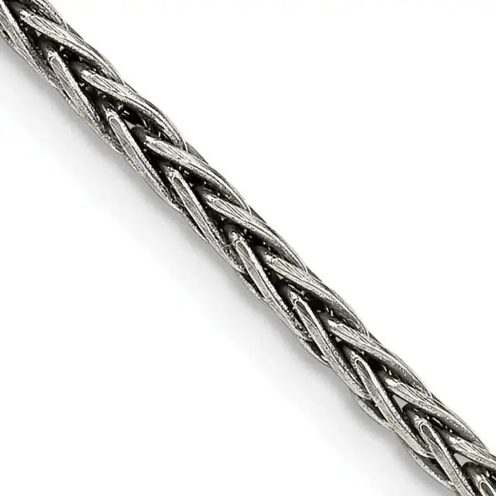 Sterling Silver Antiqued 2.2mm Solid Square Spiga Chain Necklace - Larson Jewelers