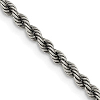 Sterling Silver Ruthenium-plated 2.5mm Rope Chain