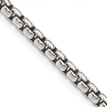 Sterling Silver Antiqued 3.6mm Round Box Chain Necklace - Larson Jewelers