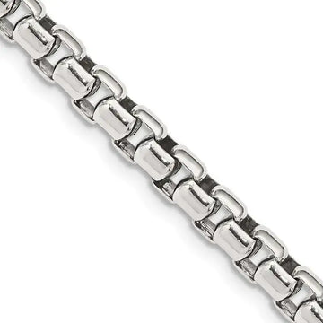 Sterling Silver Antiqued 5.2mm Round Box Chain Necklace - Larson Jewelers