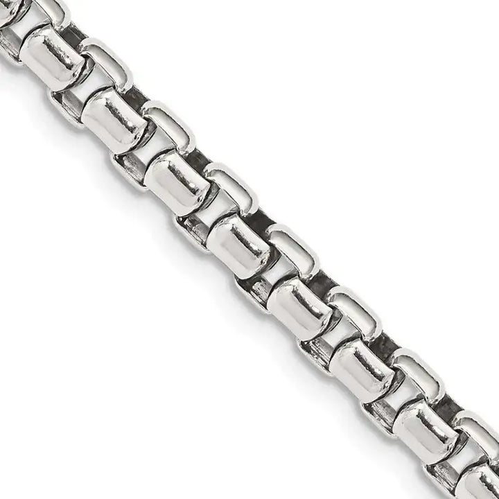 Sterling Silver Antiqued 5.2mm Round Box Chain Necklace - Larson Jewelers