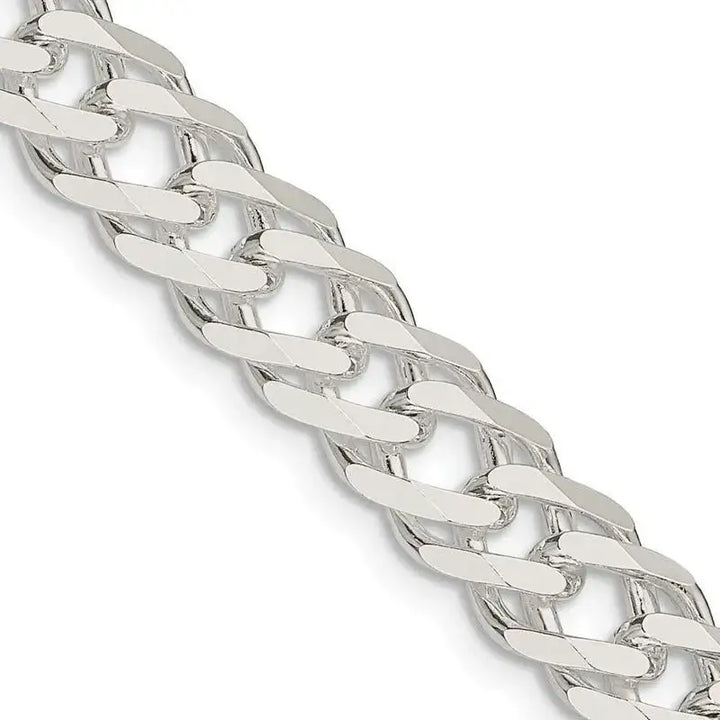 Sterling Silver 7.75mm 6 Side D/C Flat Double Curb Chain Necklace - Larson Jewelers