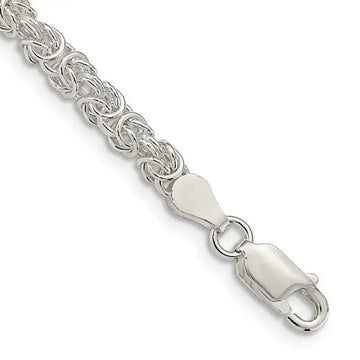 Sterling Silver 3.75mm Rounded Byzantine Chain Bracelet - Larson Jewelers