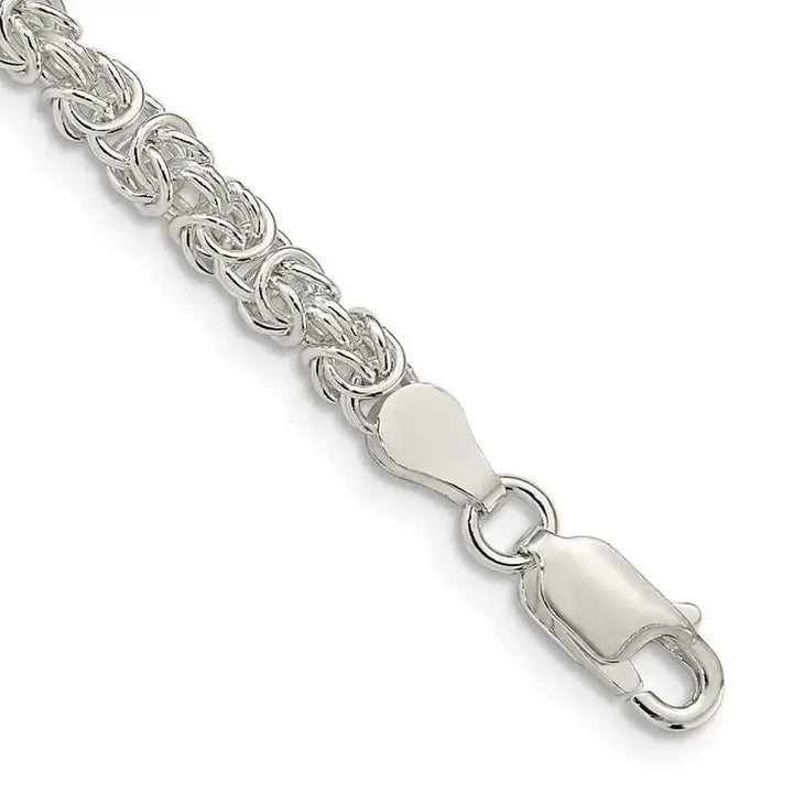 Sterling Silver 3.75mm Rounded Byzantine Chain Bracelet - Larson Jewelers