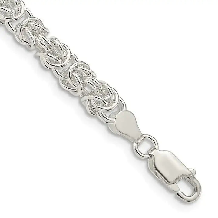 Sterling Silver 4.75mm Rounded Byzantine Chain Bracelet - Larson Jewelers