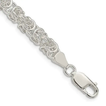 Sterling Silver 5.5mm Rounded Byzantine Chain Bracelet - Larson Jewelers