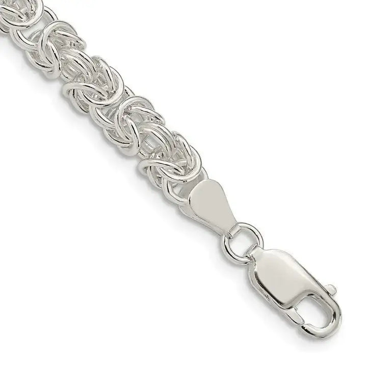 Sterling Silver 5.5mm Rounded Byzantine Chain Bracelet - Larson Jewelers