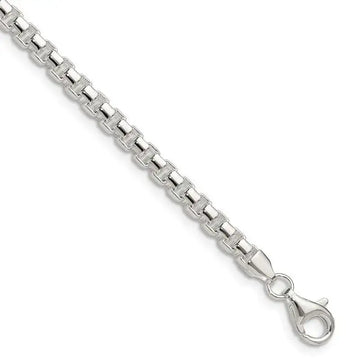 Sterling Silver Polished 4mm Round Box Chain Bracelet - Larson Jewelers