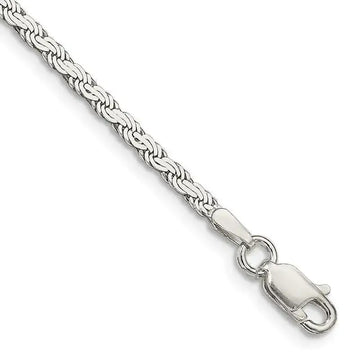 Sterling Silver 2.25mm Flat Rope Chain Bracelet - Larson Jewelers