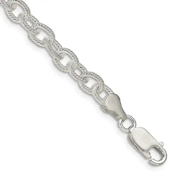 Sterling Silver 6.25mm Fancy Patterned Rolo Chain Bracelet - Larson Jewelers