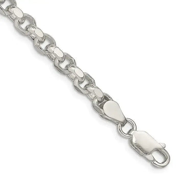 Sterling Silver 4mm Diamond-cut Rolo Chain Bracelet - Larson Jewelers