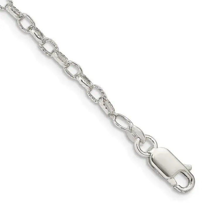 Sterling Silver 3mm Fancy Patterned Rolo Chain Bracelet - Larson Jewelers