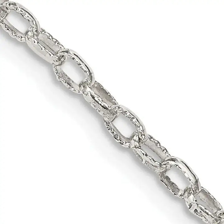 Sterling Silver 3mm Fancy Patterned Rolo Chain Necklace - Larson Jewelers