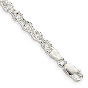Sterling Silver 4.55mm Fancy Patterned Rolo Chain Bracelet - Larson Jewelers