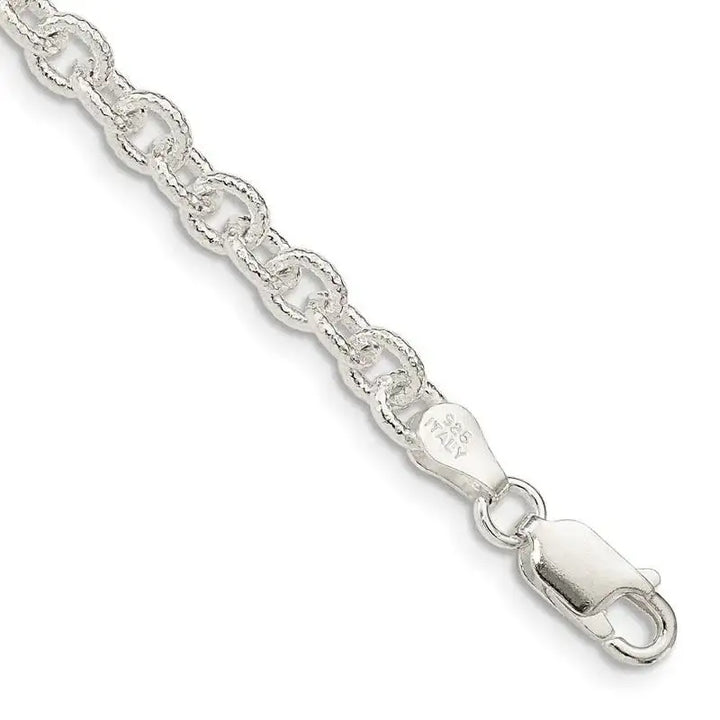 Sterling Silver 4.55mm Fancy Patterned Rolo Chain Bracelet - Larson Jewelers