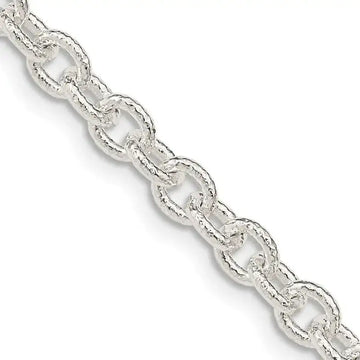 Sterling Silver 4.55mm Fancy Patterned Rolo Chain Necklace - Larson Jewelers