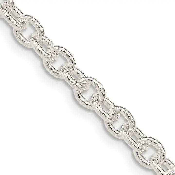 Sterling Silver 4.55mm Fancy Patterned Rolo Chain Necklace - Larson Jewelers