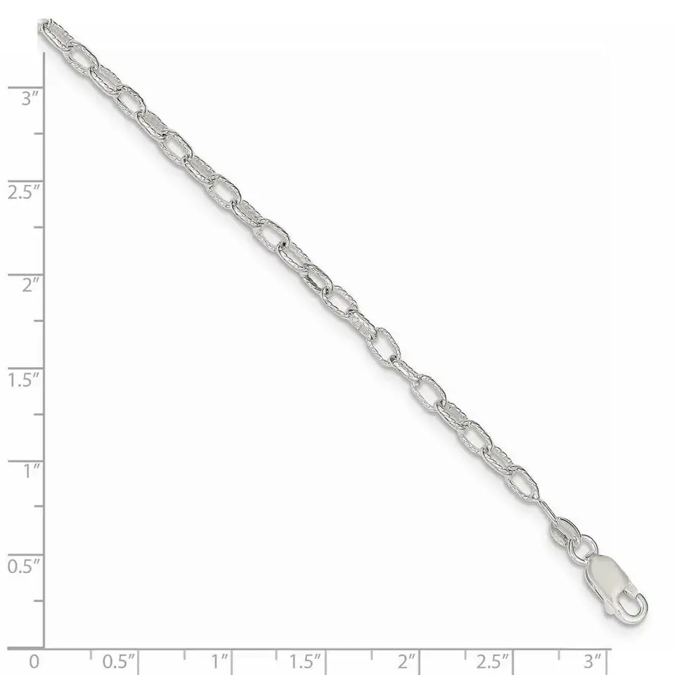 Sterling Silver 3.75mm Fancy Rolo Chain Bracelet - Larson Jewelers