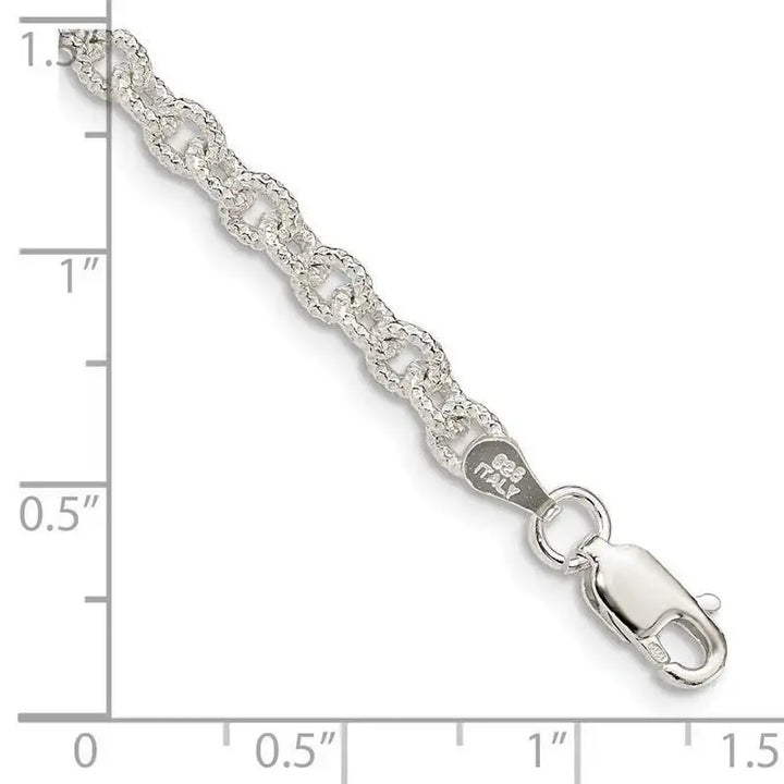 Sterling Silver 3.75mm Fancy Rolo Chain Bracelet - Larson Jewelers