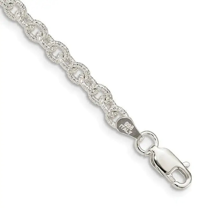 Sterling Silver 3.75mm Fancy Rolo Chain Bracelet - Larson Jewelers