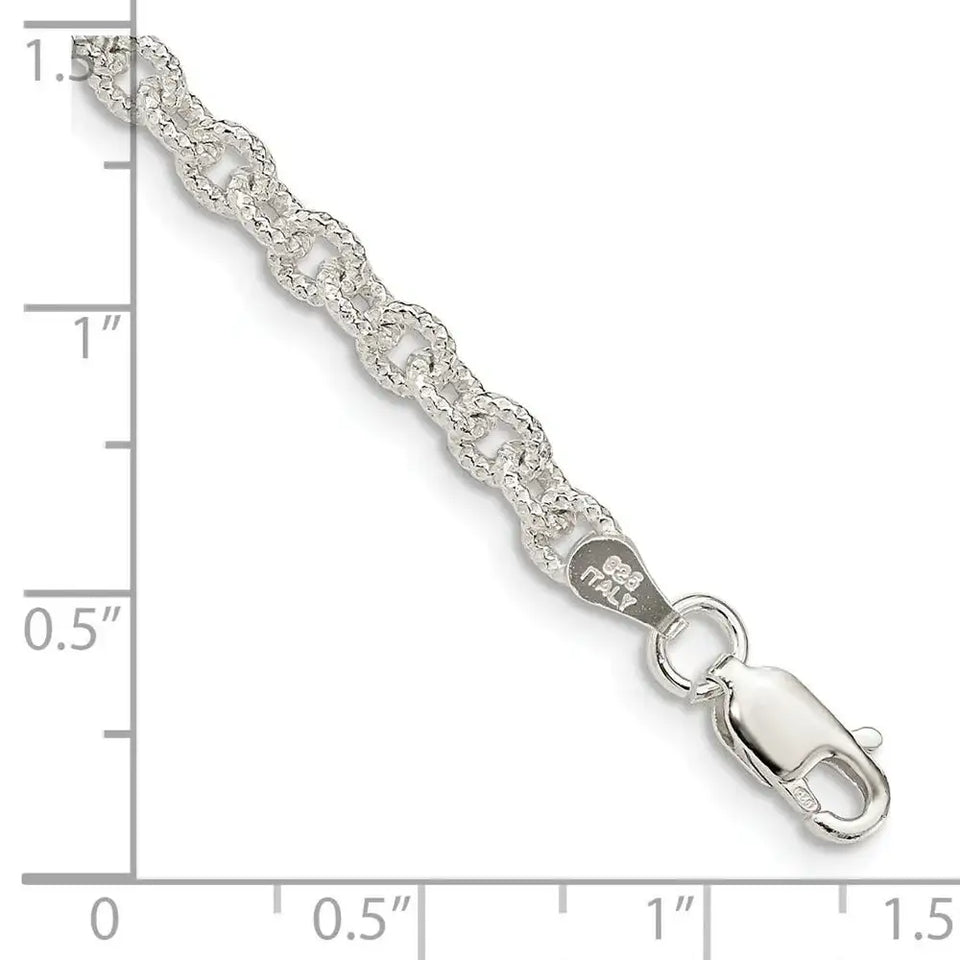 Sterling Silver 3.75mm Fancy Rolo Chain Bracelet - Larson Jewelers