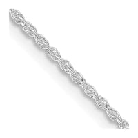 Collier chaîne en corde lâche de 1,3 mm en argent sterling plaqué rhodium avec extension de 4 po.
