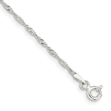 Sterling Silver 1.4mm Singapore Chain Anklet - Larson Jewelers