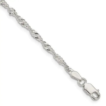 Sterling Silver 2.25mm Singapore Chain Bracelet - Larson Jewelers