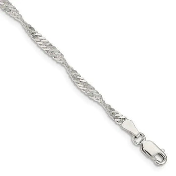 Sterling Silver 3mm Singapore Chain Bracelet - Larson Jewelers