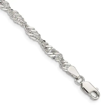 Sterling Silver 3.5mm Singapore Chain Bracelet - Larson Jewelers