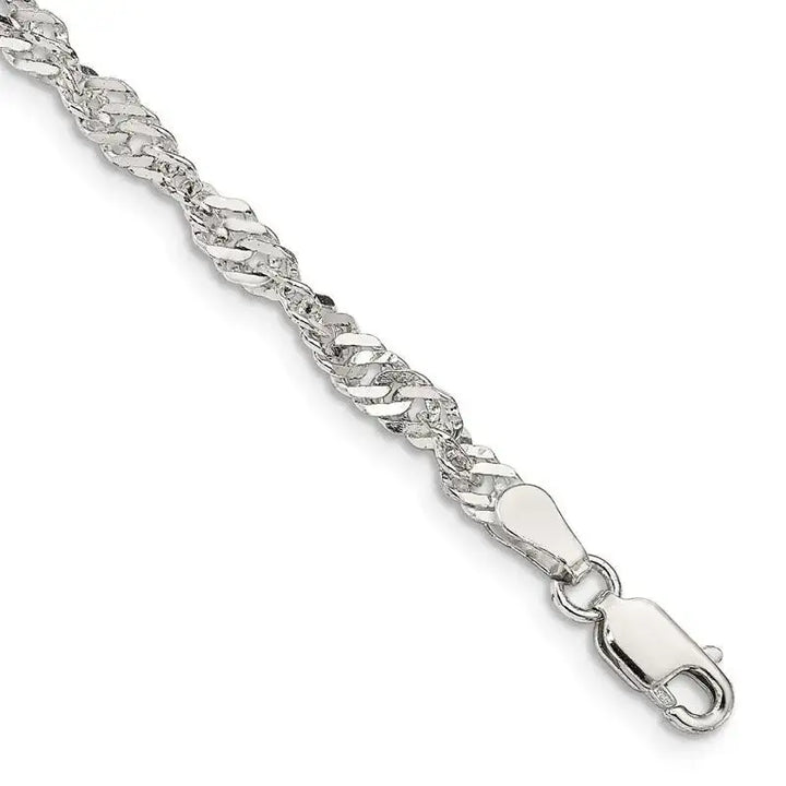 Sterling Silver 3.5mm Singapore Chain Bracelet - Larson Jewelers