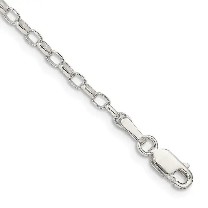 Sterling Silver 2.5mm Oval Fancy Rolo Chain Anklet - Larson Jewelers