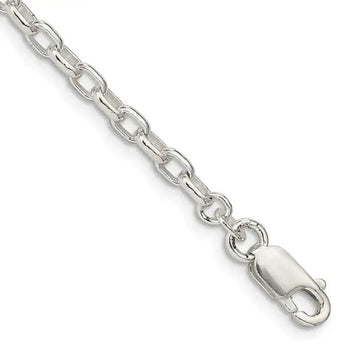 Sterling Silver 3.2mm Oval Fancy Rolo Chain Bracelet - Larson Jewelers
