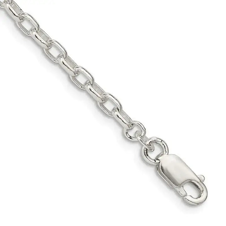 Sterling Silver 3.2mm Oval Fancy Rolo Chain Bracelet - Larson Jewelers