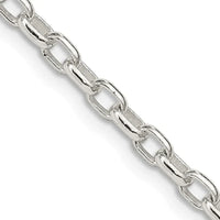 Collier chaîne rolo ovale fantaisie en argent sterling de 3,2 mm