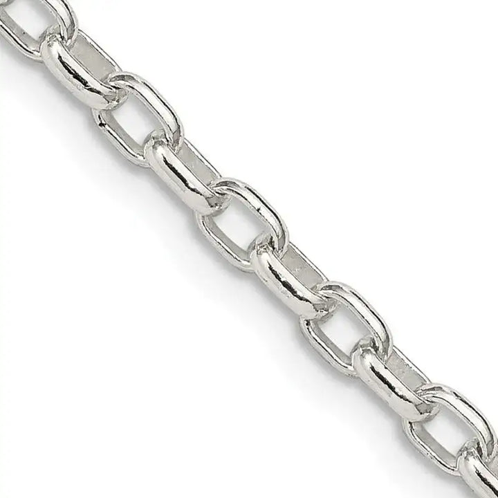 Sterling Silver 3.2mm Oval Fancy Rolo Chain Necklace - Larson Jewelers