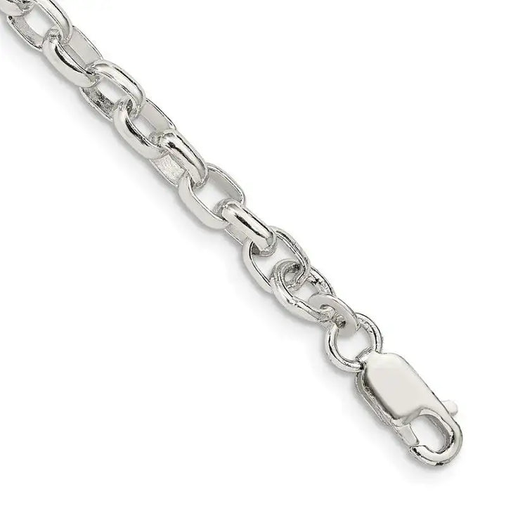 Sterling Silver 4.4mm Oval Fancy Rolo Chain Bracelet - Larson Jewelers