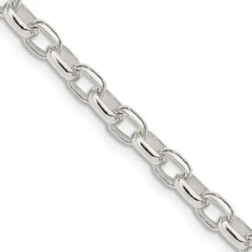 Sterling Silver 4.4mm Oval Fancy Rolo Chain Necklace - Larson Jewelers