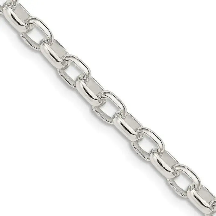 Sterling Silver 4.4mm Oval Fancy Rolo Chain Necklace - Larson Jewelers