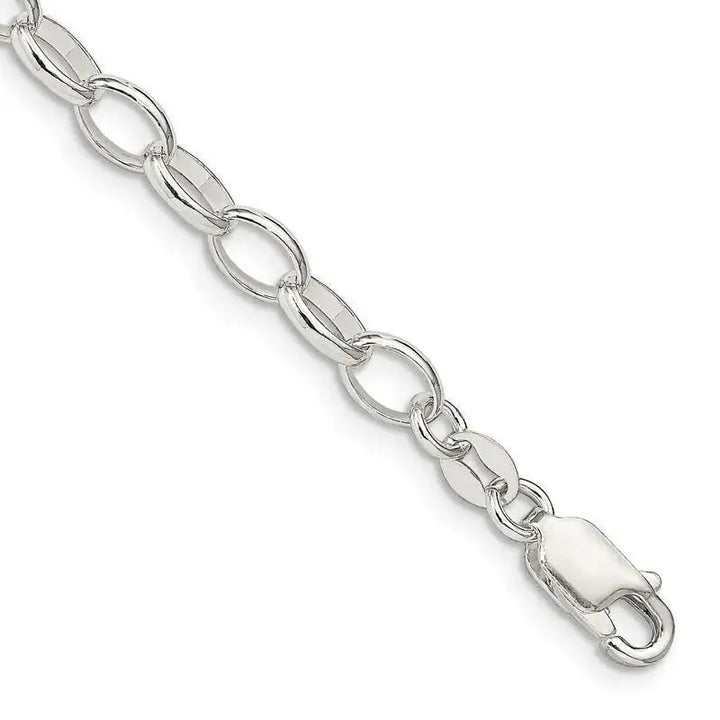 Sterling Silver 5mm Fancy Rolo Chain Bracelet - Larson Jewelers